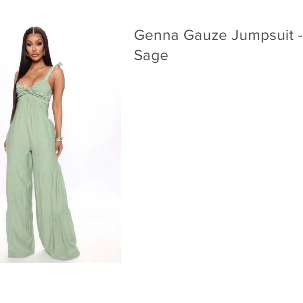 Genna Gauze Jumpsuit in Sage